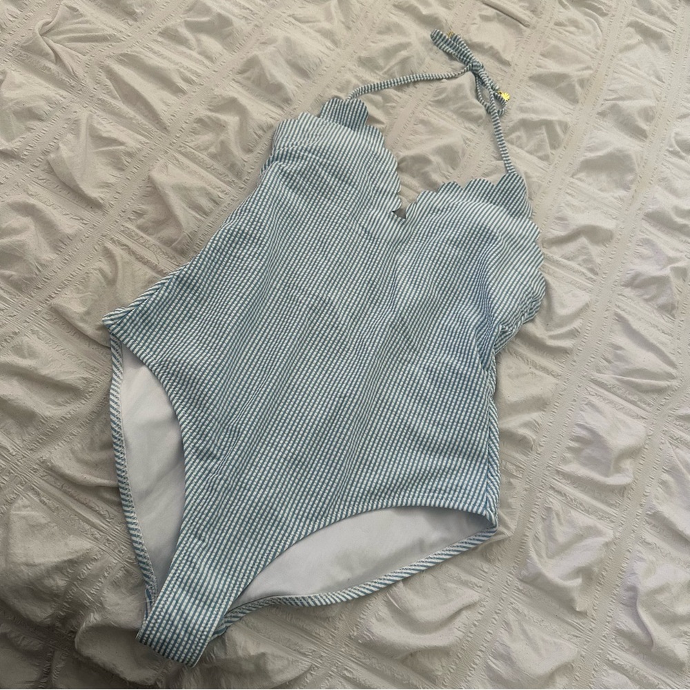 Jessica Simpson Striped Blue & White One Piece Swimsuit
